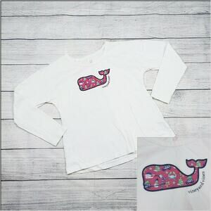 7/8 Vineyard Vines Holiday Whale Long Sleeve Tee